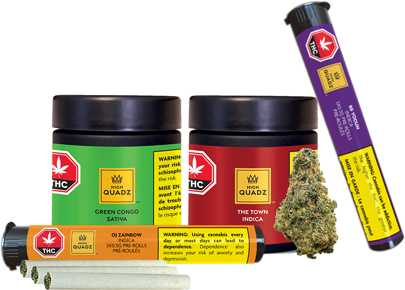 High Quadz product family jars and pre-rolls